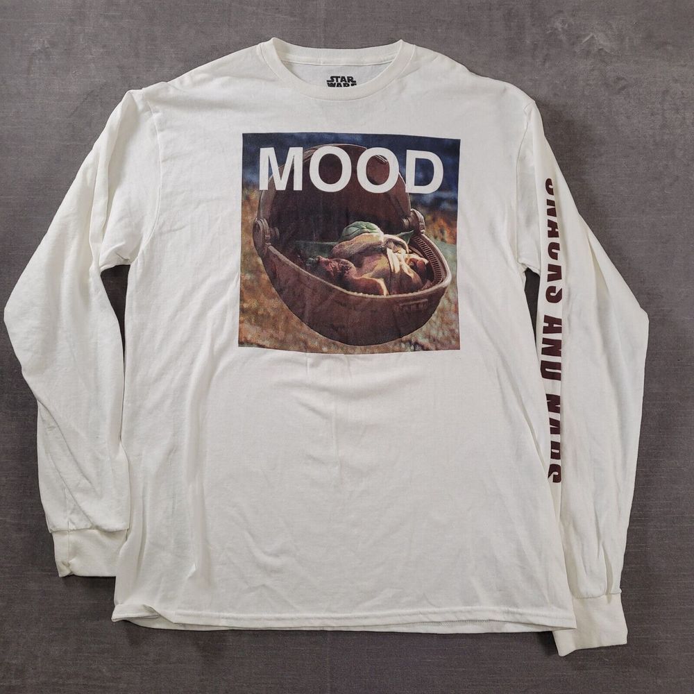 Star Wars Baby Yoda Mood Shirt White Snack & Naps Mad Engine Sz‎ Large